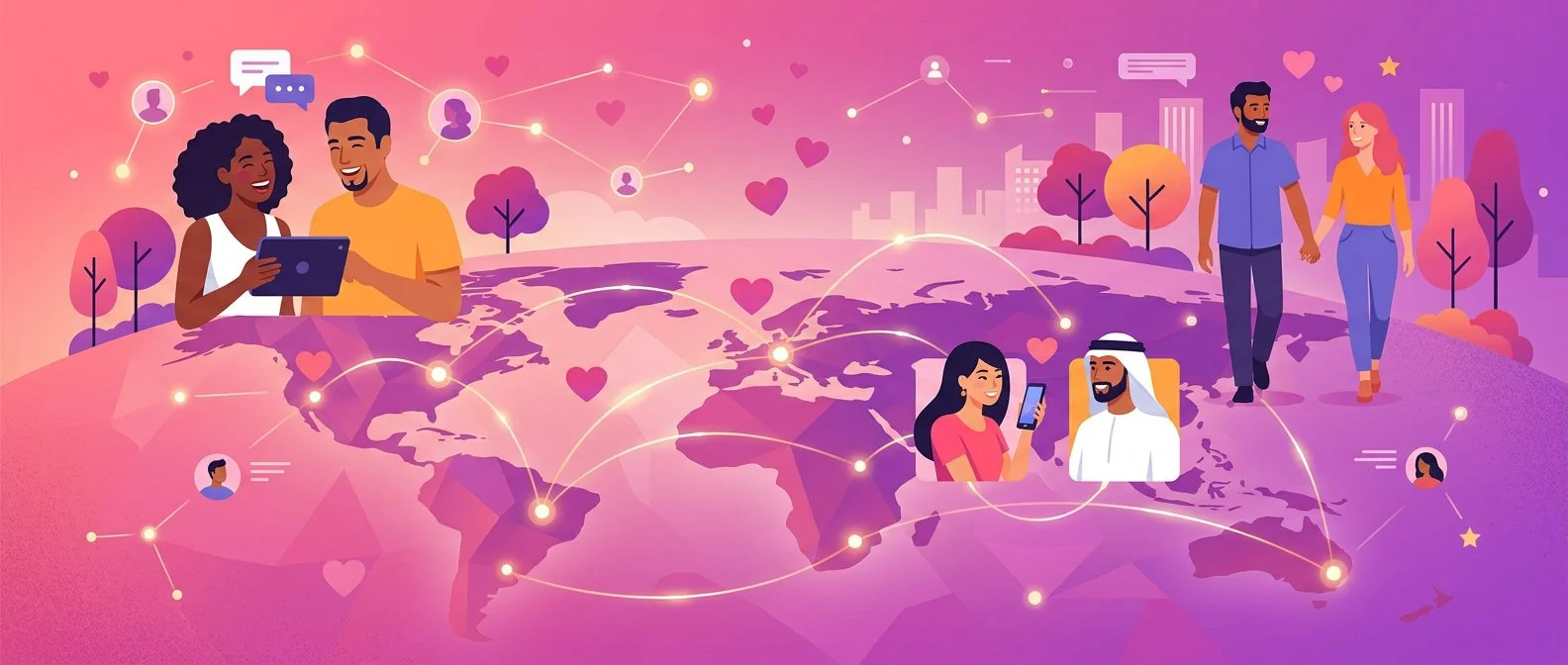 People connecting through trusted dating platforms worldwide
